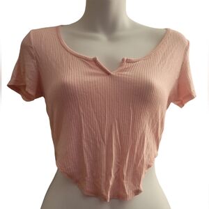 PINK RIBBED CROP TOP